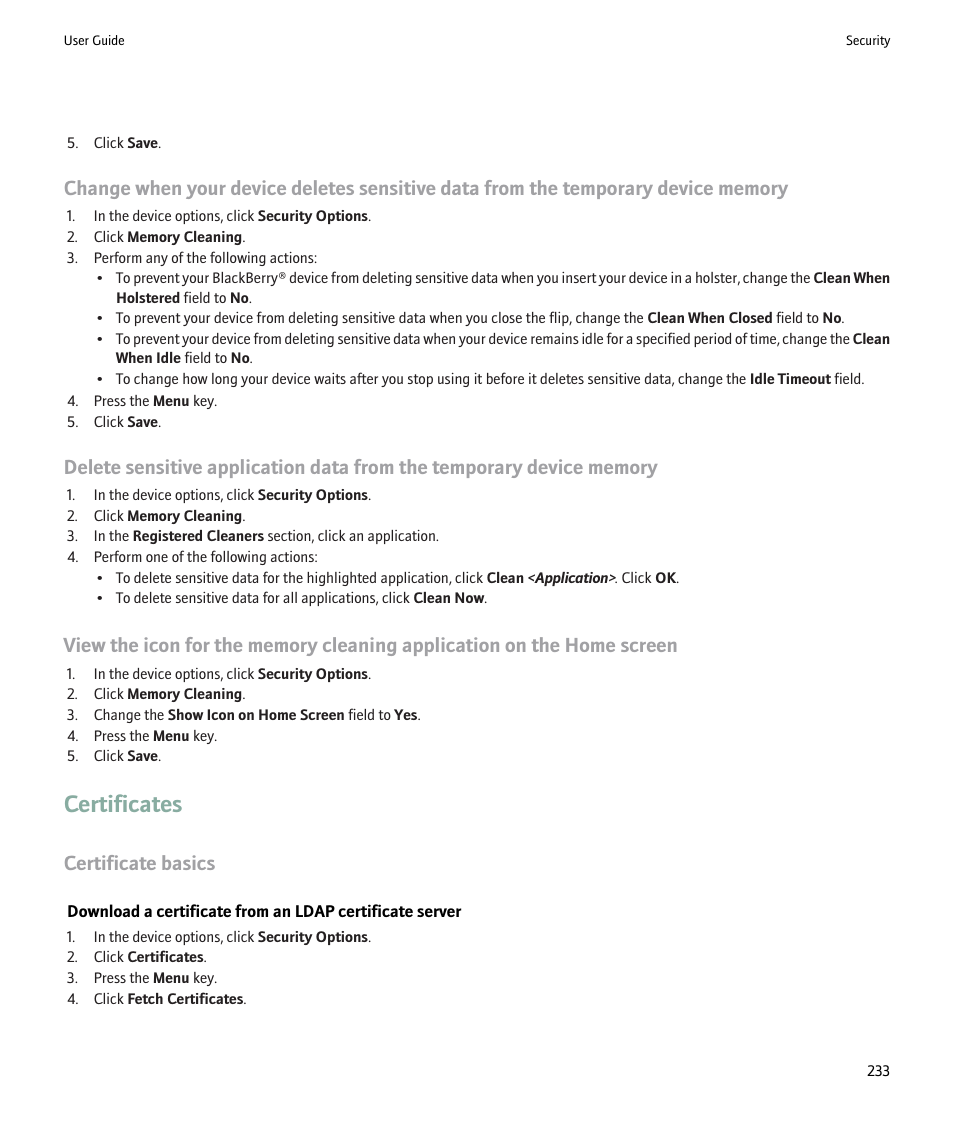 Certificates, Certificate basics | Blackberry Pearl 8220 User Manual | Page 235 / 277
