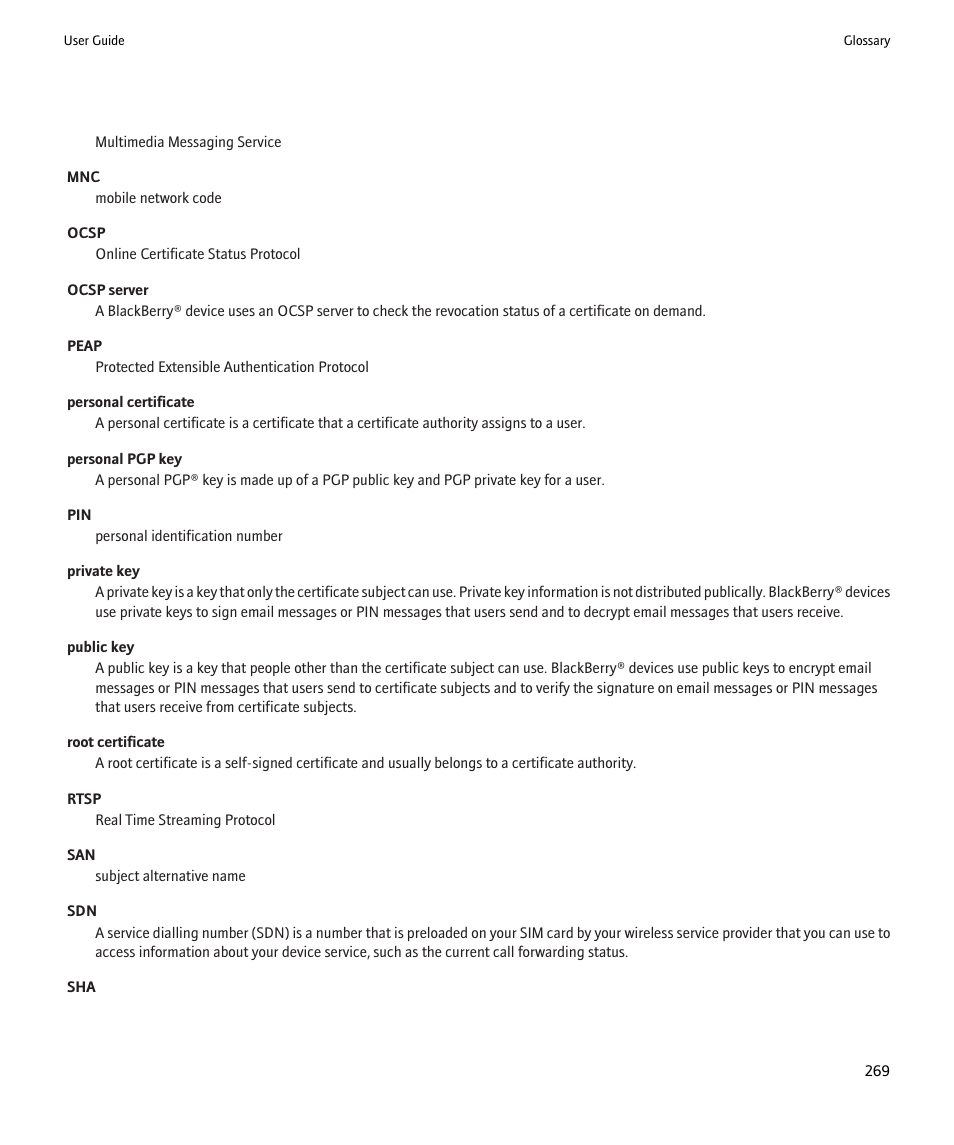 Blackberry Pearl 8220 User Manual | Page 271 / 277