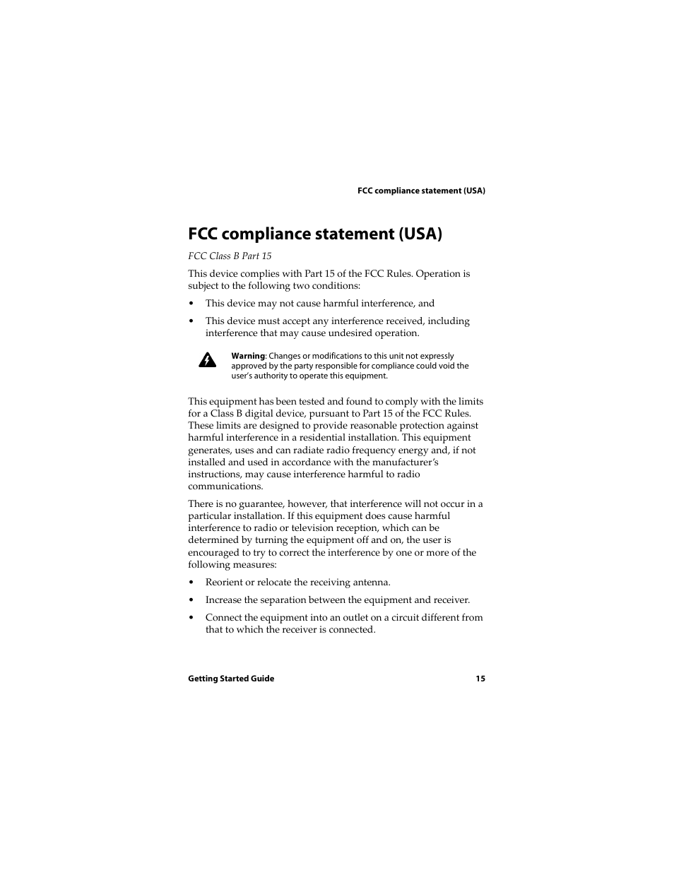 Fcc compliance statement (usa) | Blackberry RIM Wireless Handhelds 5810 User Manual | Page 15 / 76