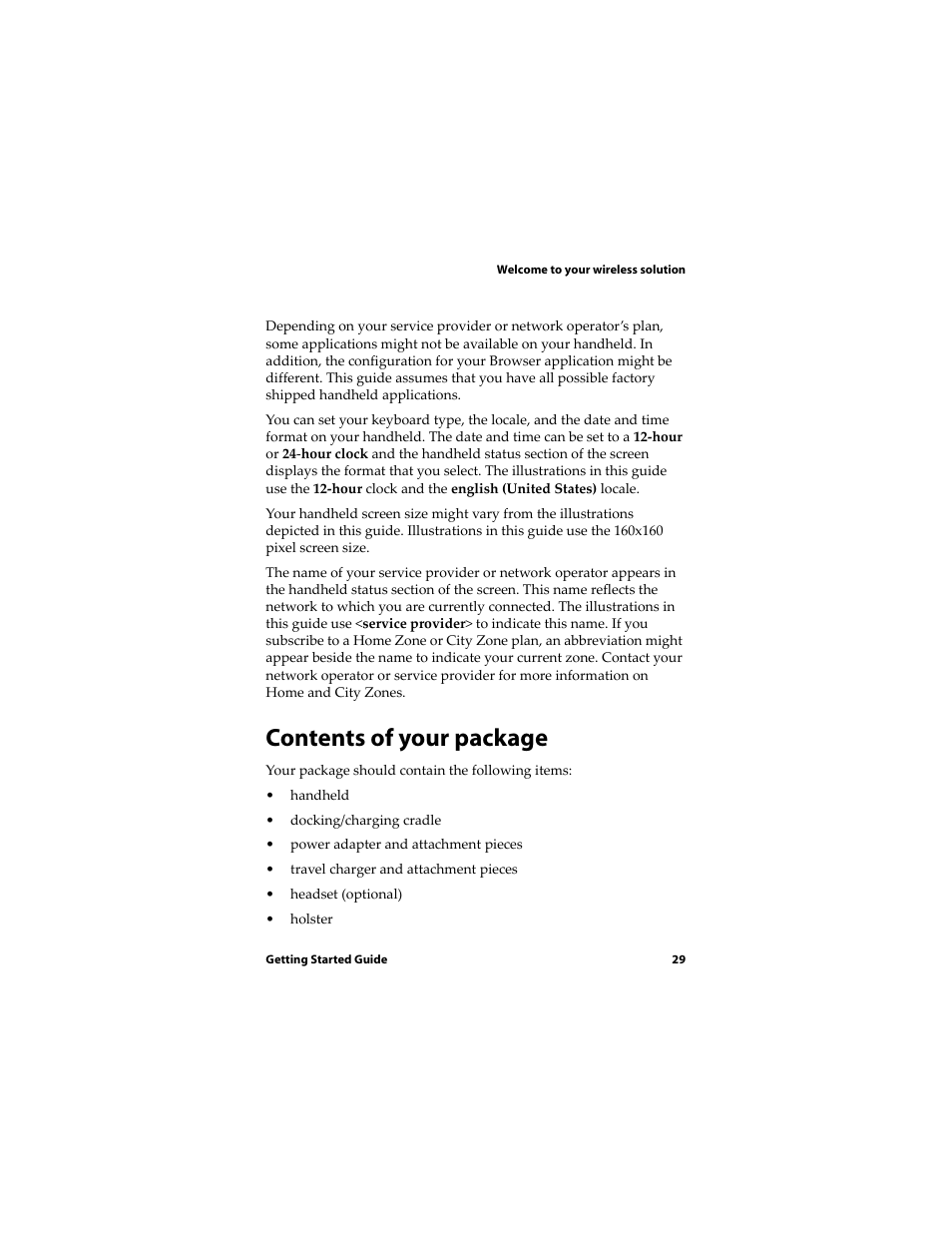 Contents of your package | Blackberry RIM Wireless Handhelds 5810 User Manual | Page 29 / 76
