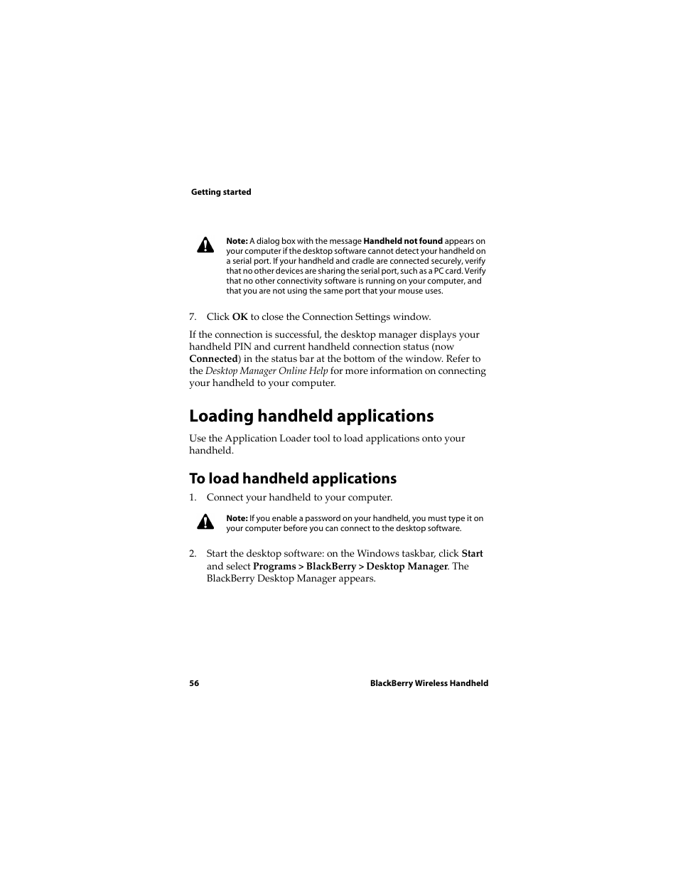 Loading handheld applications | Blackberry RIM Wireless Handhelds 5810 User Manual | Page 56 / 76