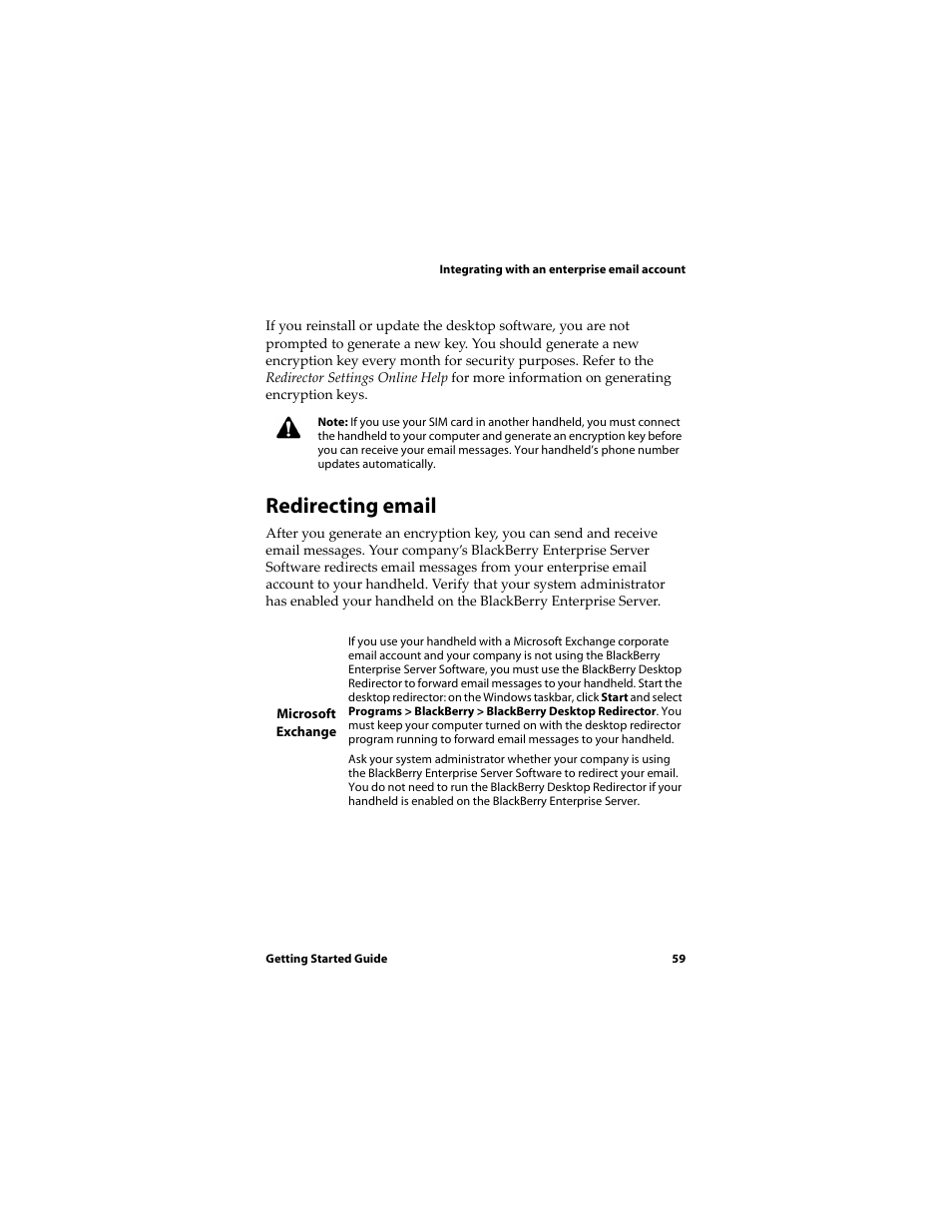 Redirecting email | Blackberry RIM Wireless Handhelds 5810 User Manual | Page 59 / 76