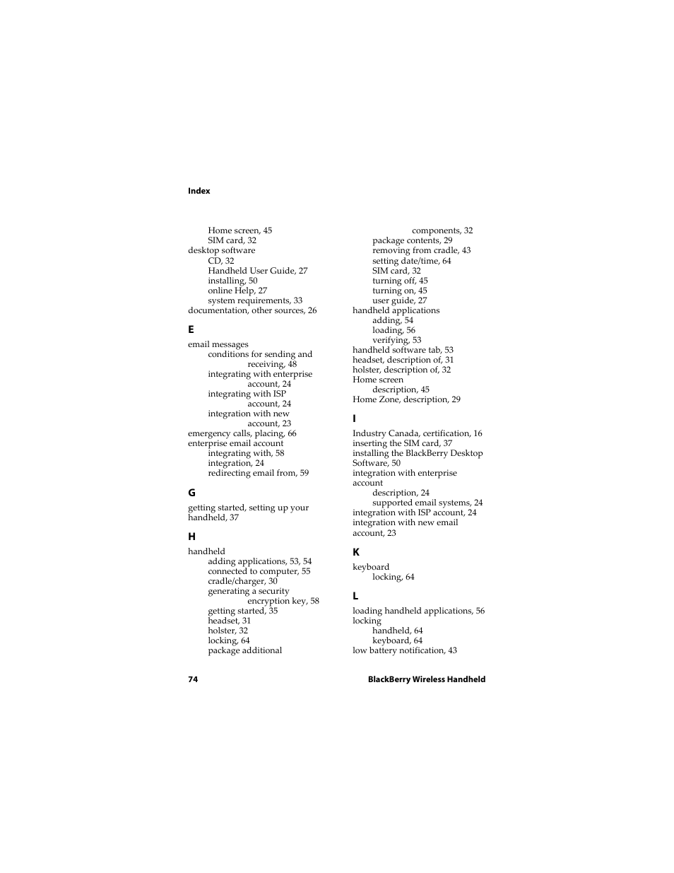 Blackberry RIM Wireless Handhelds 5810 User Manual | Page 74 / 76