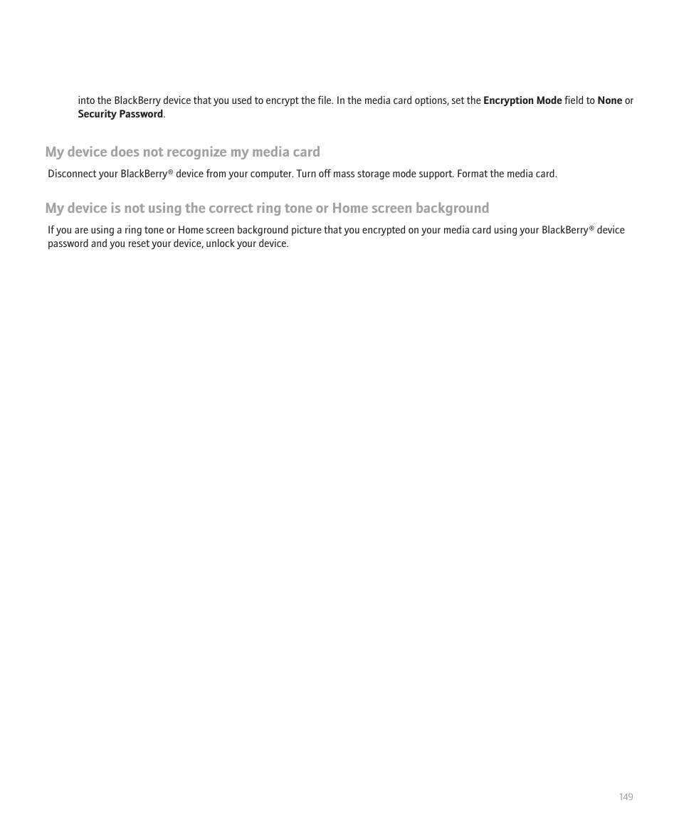My device does not recognize my media card | Blackberry 8100 User Manual | Page 151 / 262