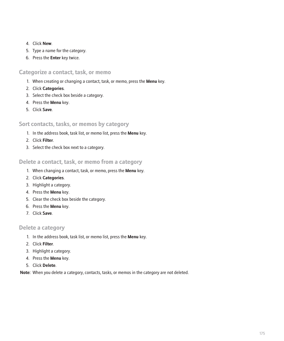 Delete a category | Blackberry 8100 User Manual | Page 177 / 262