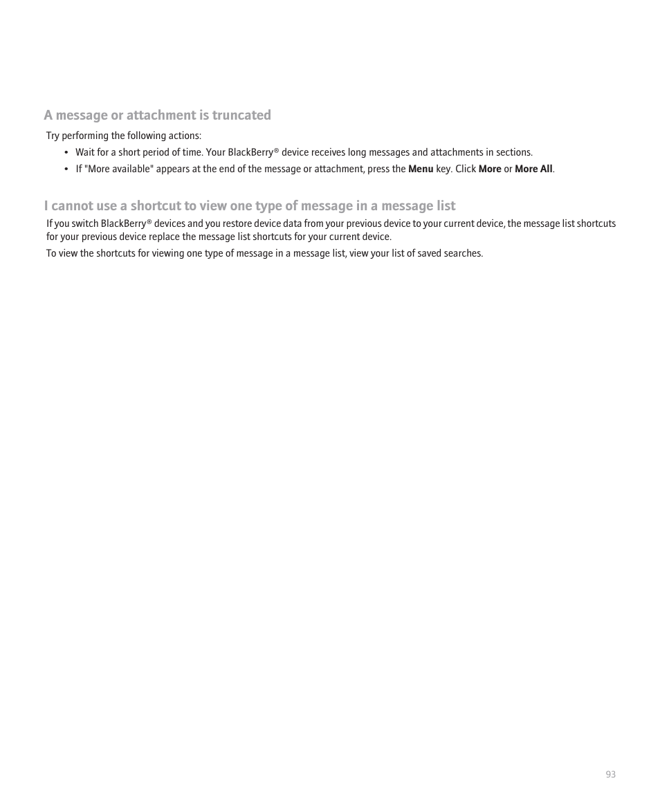 A message or attachment is truncated | Blackberry 8100 User Manual | Page 95 / 262