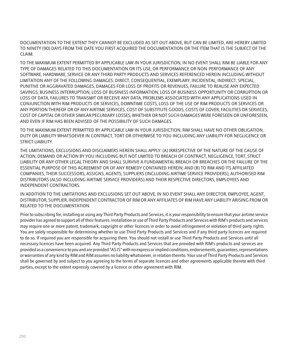 Blackberry Pearl 8120 User Manual | Page 292 / 293