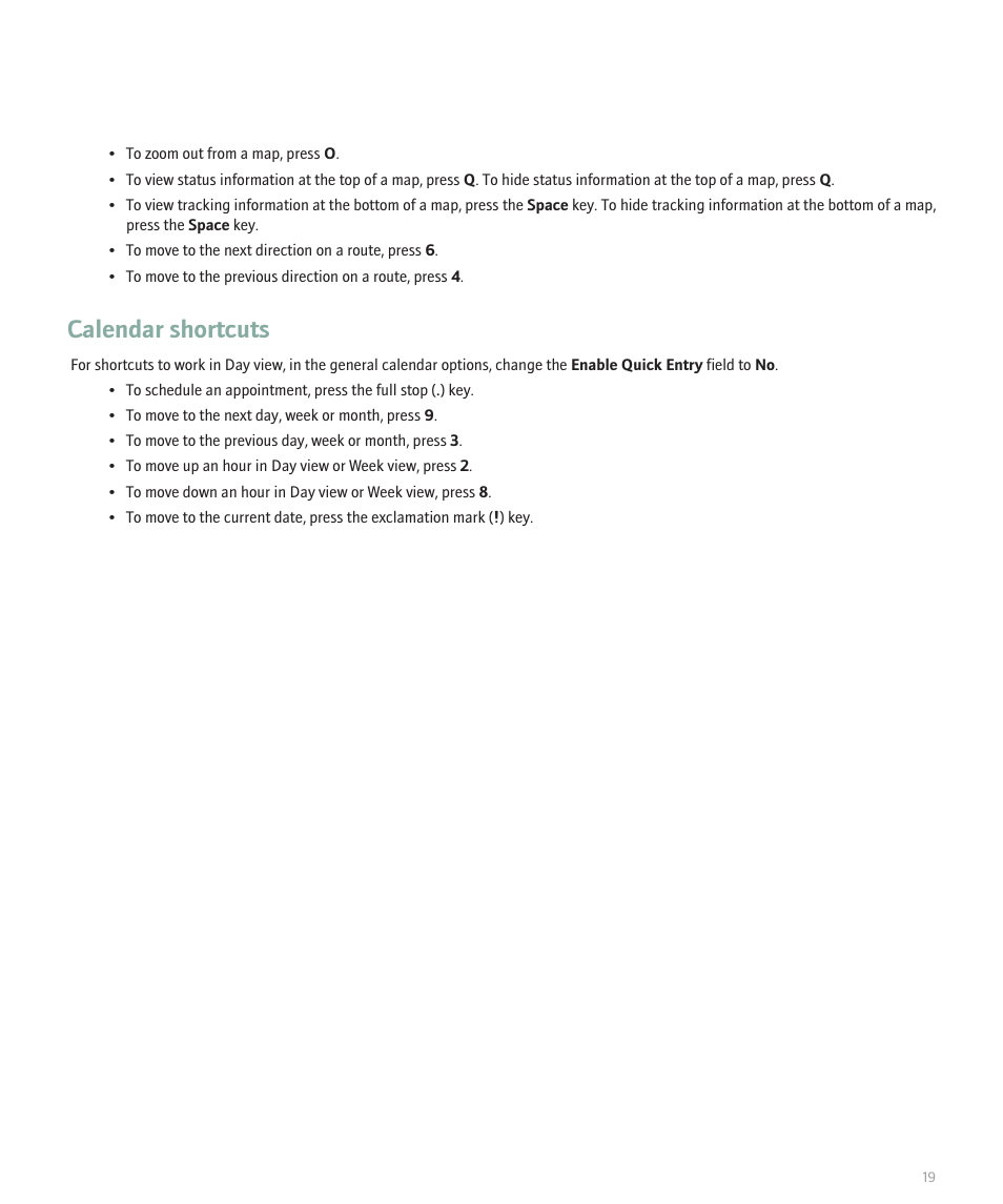 Calendar shortcuts | Blackberry Pearl 8110 User Manual | Page 21 / 287