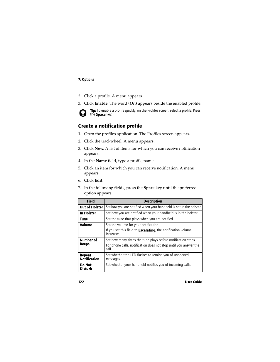 Create a notification profile | Blackberry 7780 User Manual | Page 122 / 154