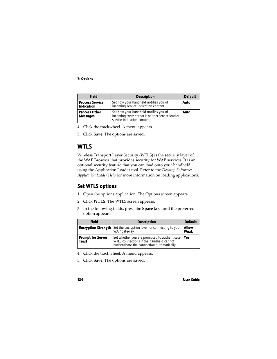 Wtls, Set wtls options | Blackberry 7780 User Manual | Page 134 / 154