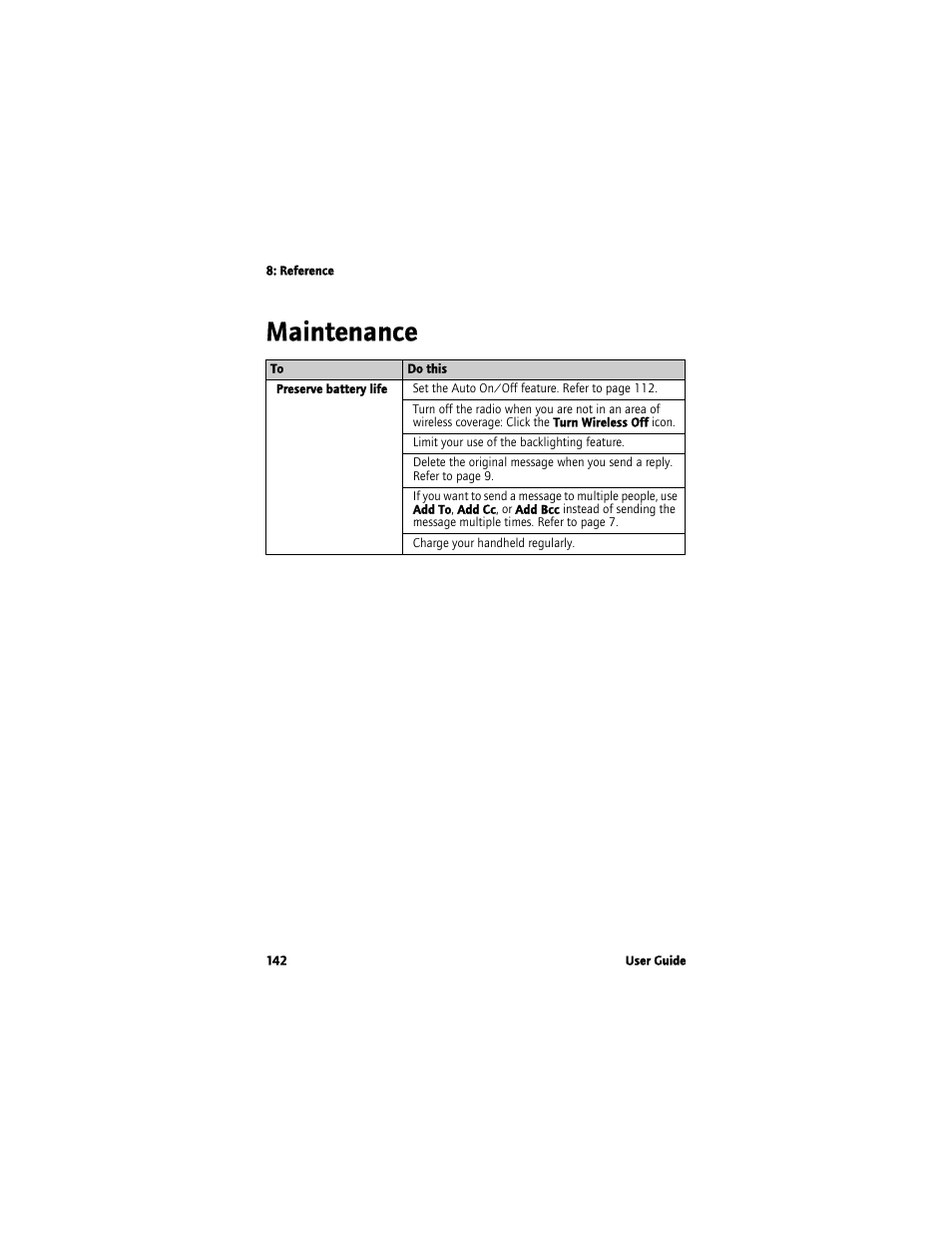 Maintenance | Blackberry 7780 User Manual | Page 142 / 154