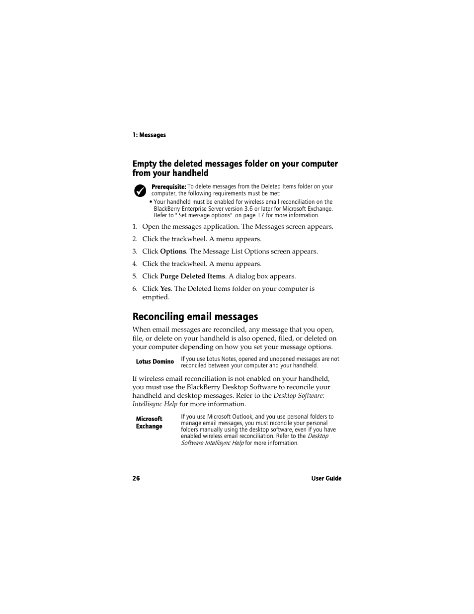 Reconciling email messages | Blackberry 7780 User Manual | Page 26 / 154