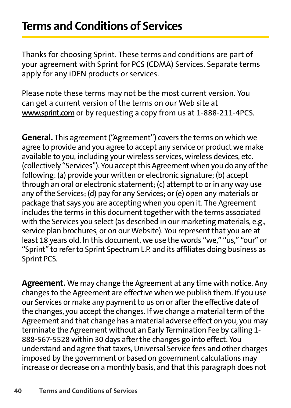 Terms and conditions of services | Blackberry 7250 User Manual | Page 47 / 57