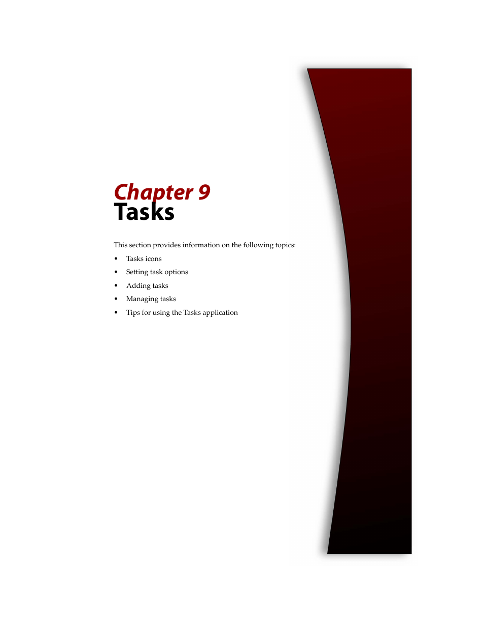 Tasks, Chapter 9 | Blackberry 6710 User Manual | Page 199 / 309