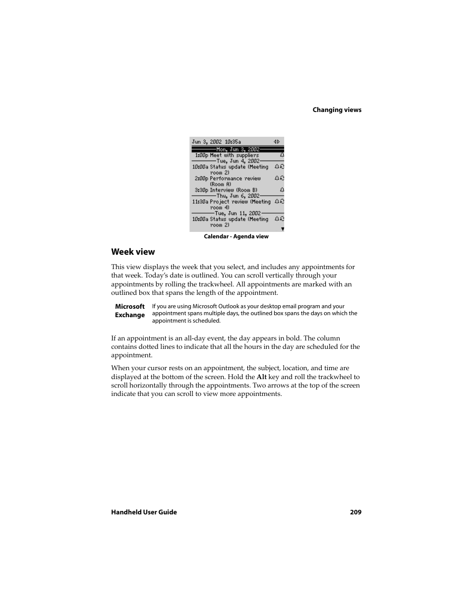 Week view | Blackberry 6710 User Manual | Page 209 / 309