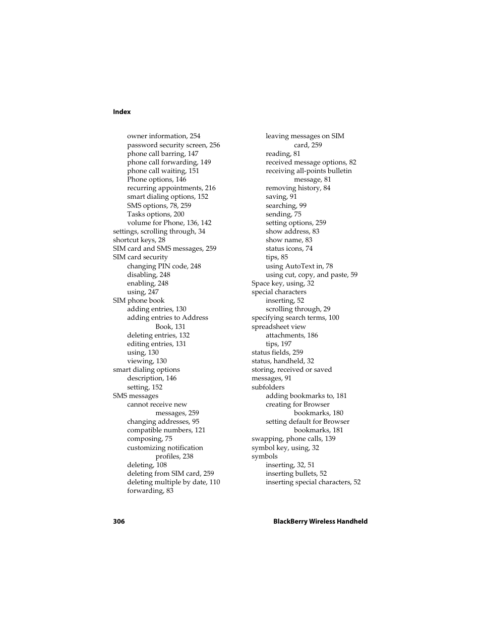 Blackberry 6710 User Manual | Page 306 / 309