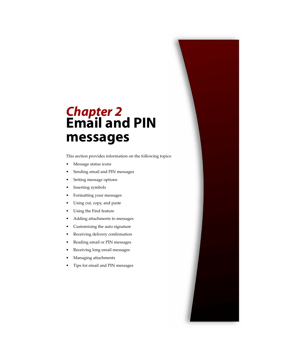 Email and pin messages, Chapter 2 | Blackberry 6710 User Manual | Page 41 / 309