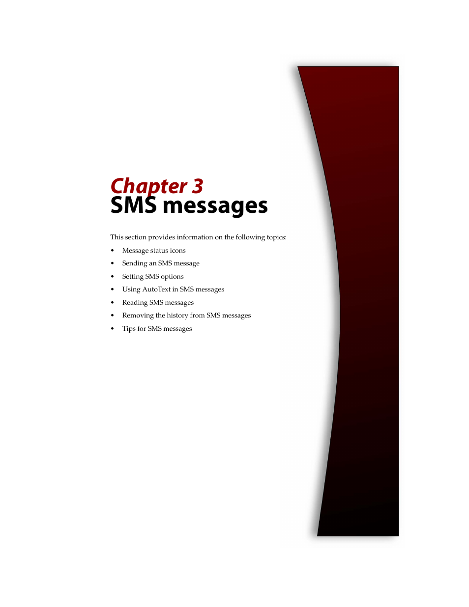 Sms messages, Chapter 3 | Blackberry 6710 User Manual | Page 73 / 309