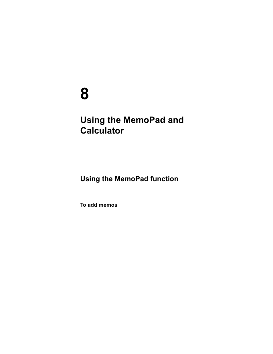 Using the memopad and calculator, Using the memopad function, To add memos | Blackberry RIM 950 User Manual | Page 107 / 153