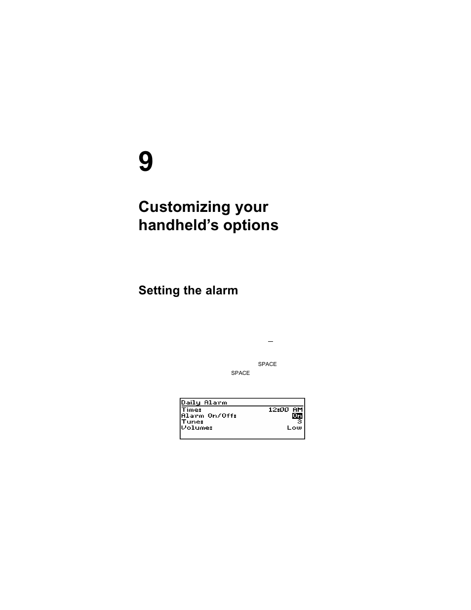 Customizing your handheld’s options, Setting the alarm | Blackberry RIM 950 User Manual | Page 113 / 153