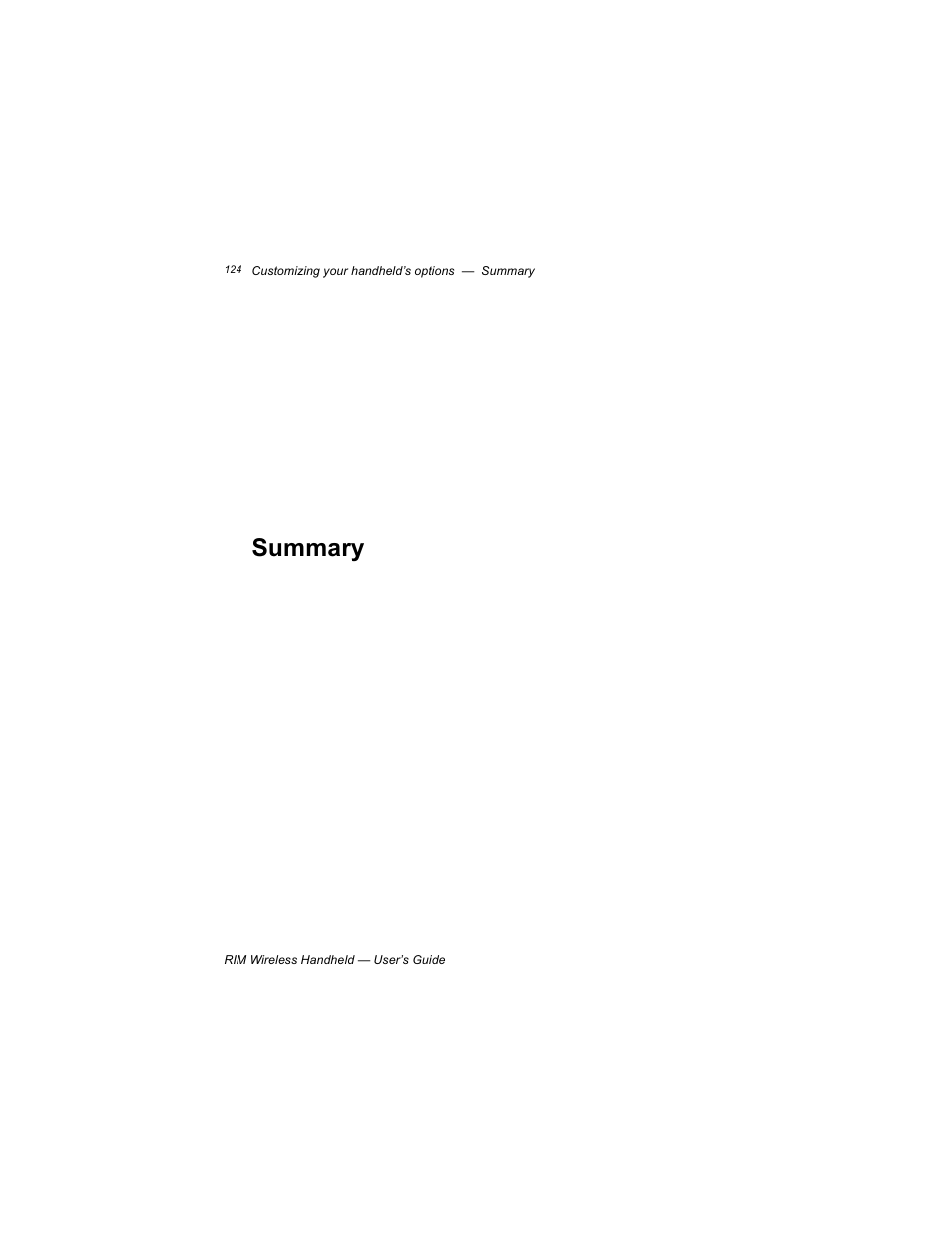Summary | Blackberry RIM 950 User Manual | Page 124 / 153