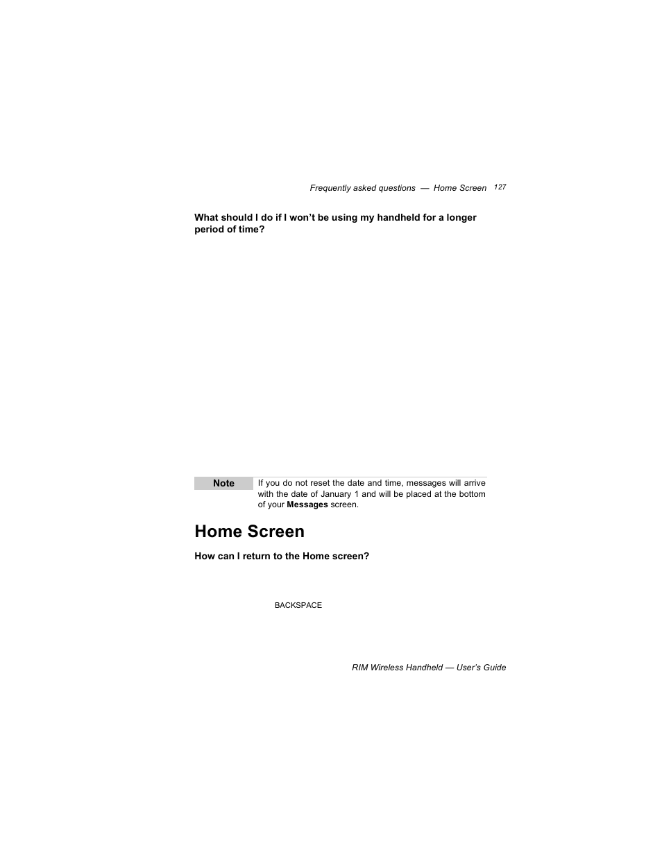 Home screen, How can i return to the home screen | Blackberry RIM 950 User Manual | Page 127 / 153