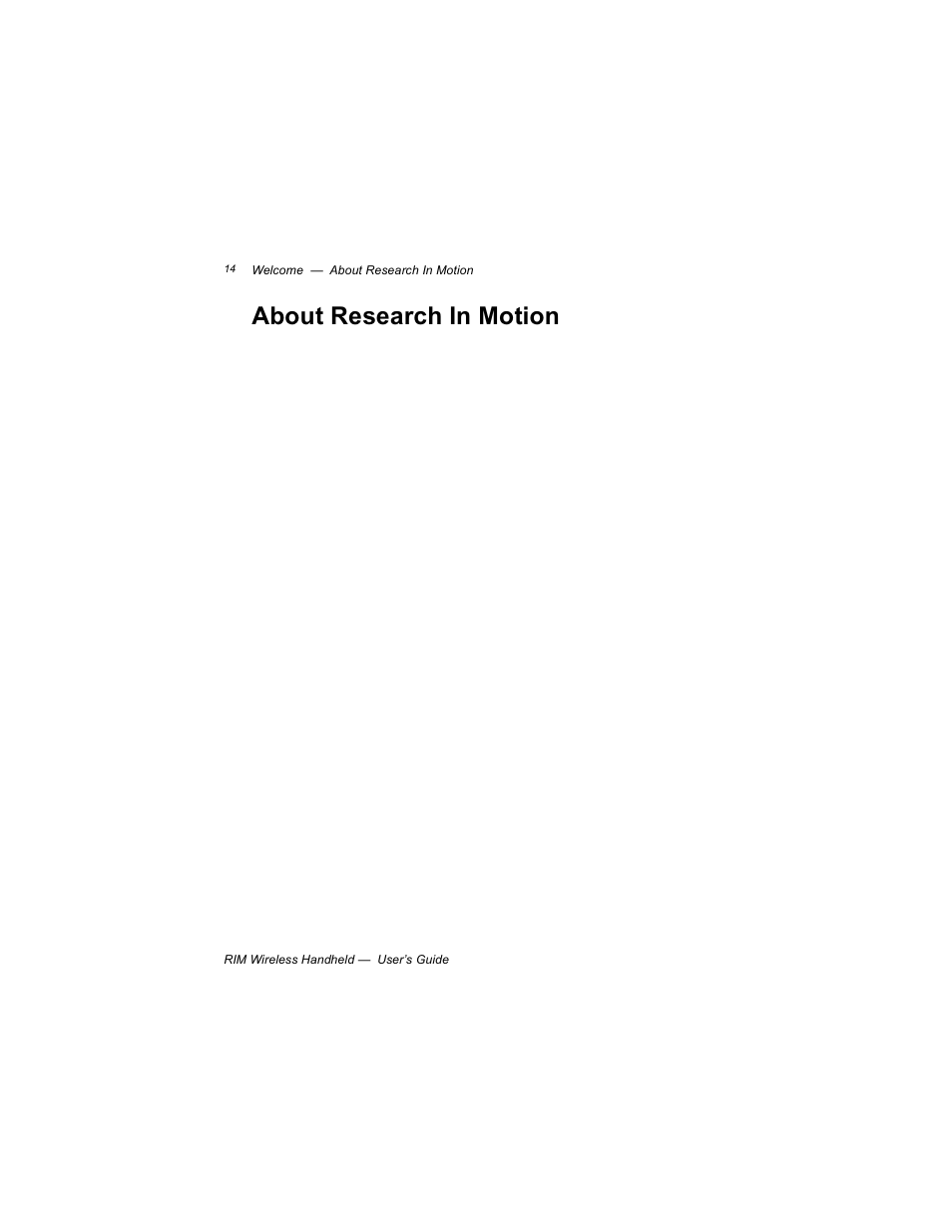 About research in motion | Blackberry RIM 950 User Manual | Page 14 / 153