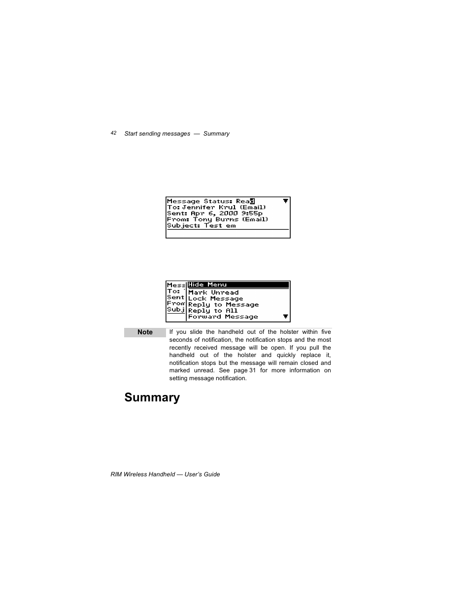 Summary | Blackberry RIM 950 User Manual | Page 42 / 153