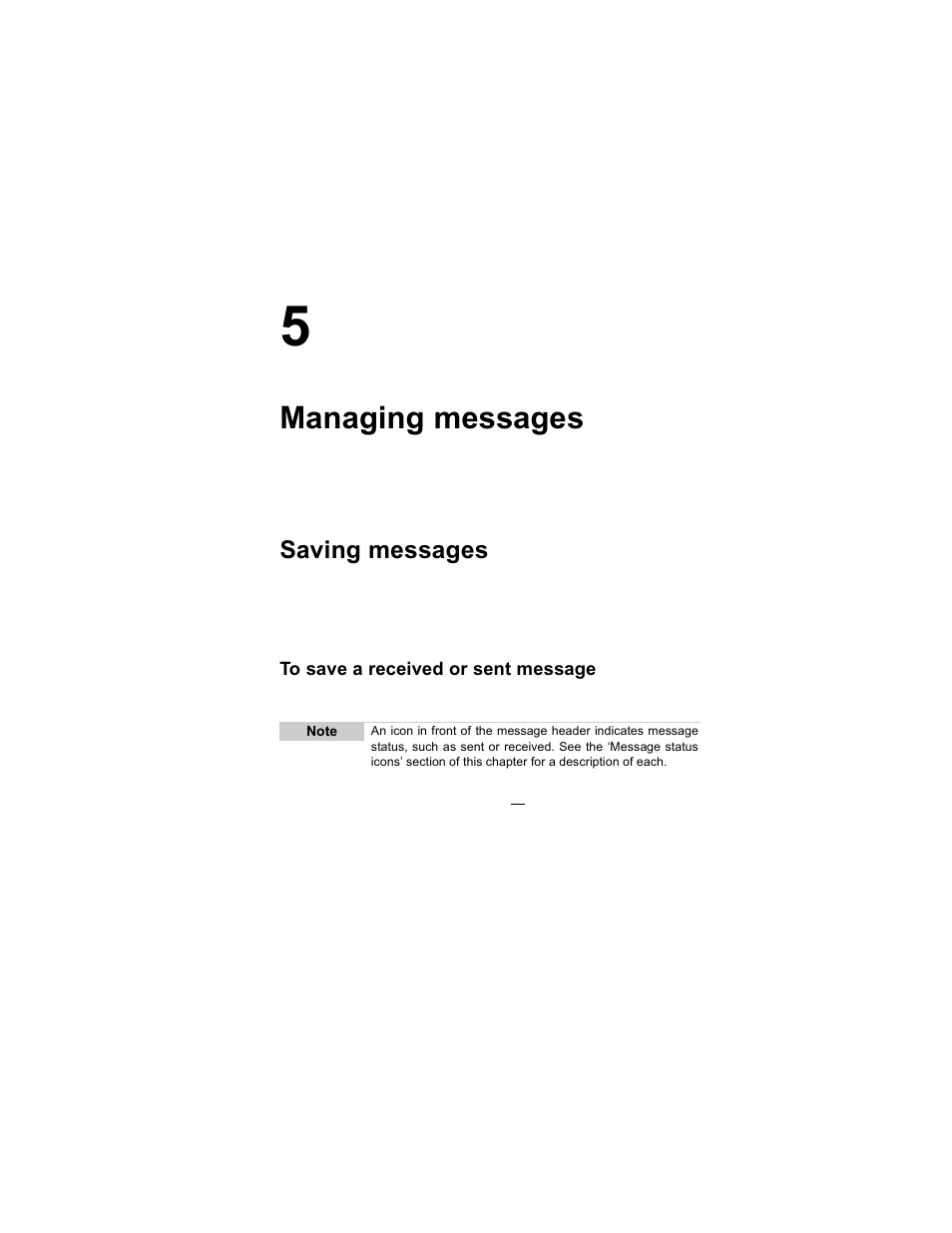 Managing messages, Saving messages, To save a received or sent message | Blackberry RIM 950 User Manual | Page 71 / 153