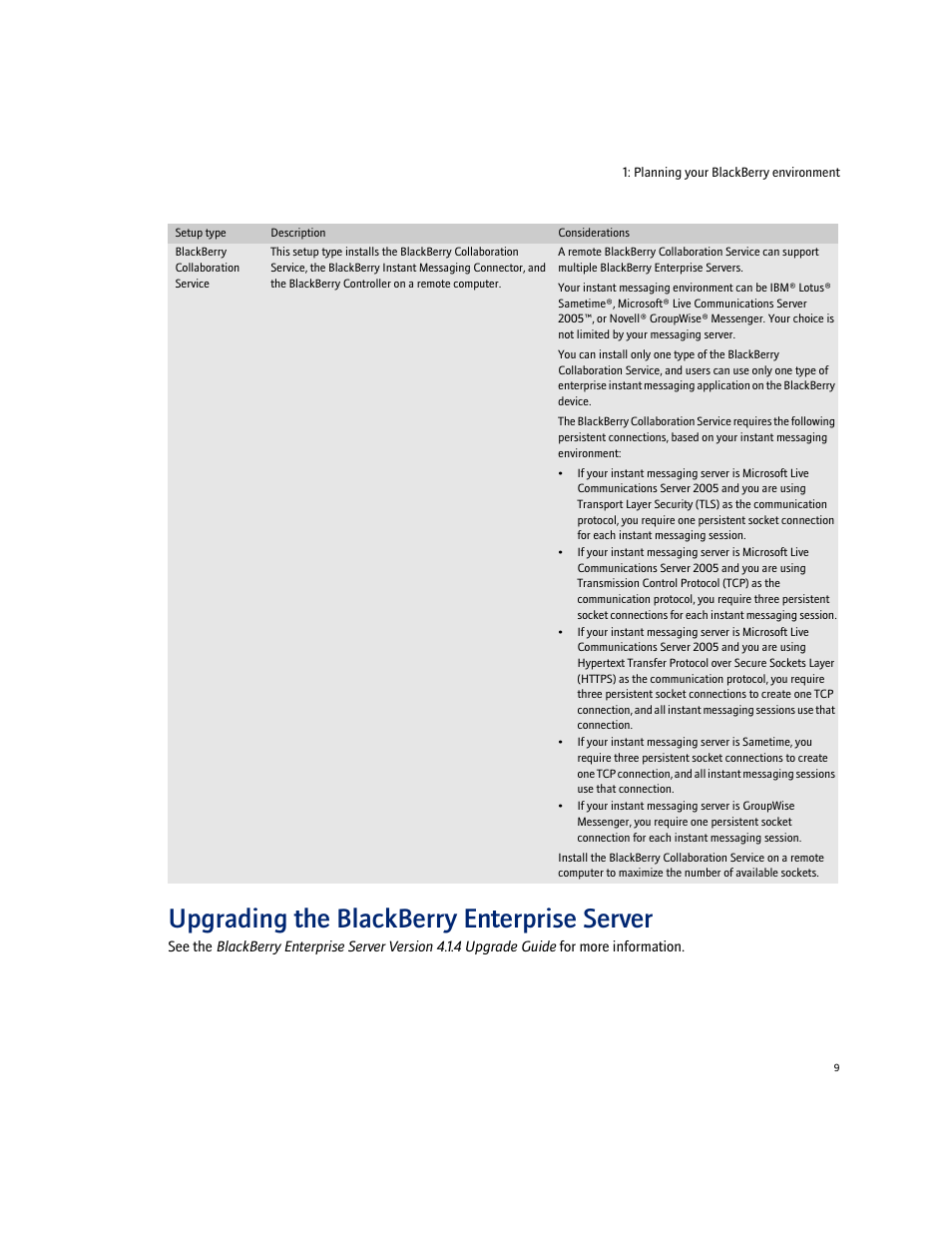 Upgrading the blackberry enterprise server | Blackberry Enterprise Server User Manual | Page 9 / 40