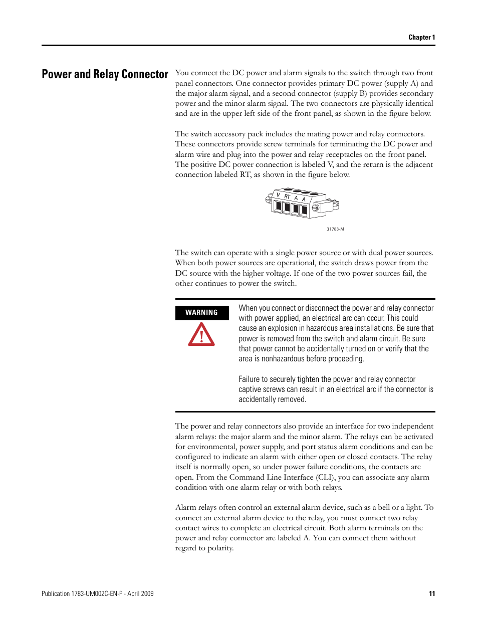 Power and relay connector | Rockwell Tools STRATIX 8000 ETHERNET 1783-MS10T User Manual | Page 11 / 92