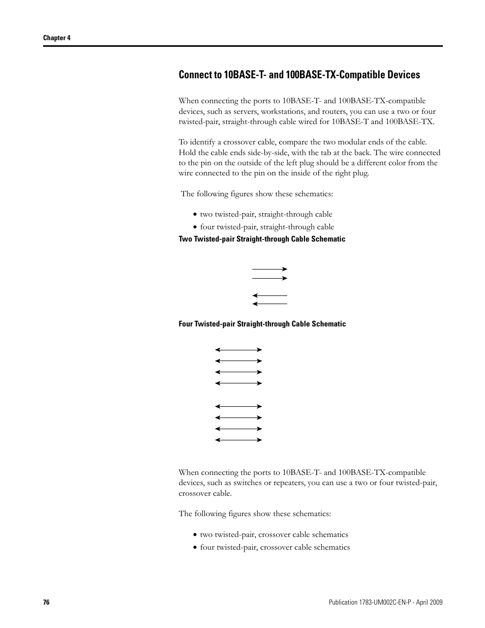 Two twisted-pair straight-through cable, Schematic on | Rockwell Tools STRATIX 8000 ETHERNET 1783-MS10T User Manual | Page 76 / 92