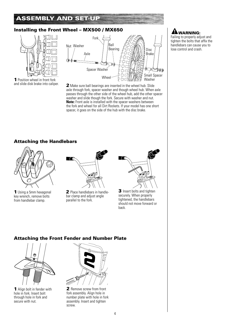 Assembly and set-up | Razor MX500 15128190 User Manual | Page 5 / 18