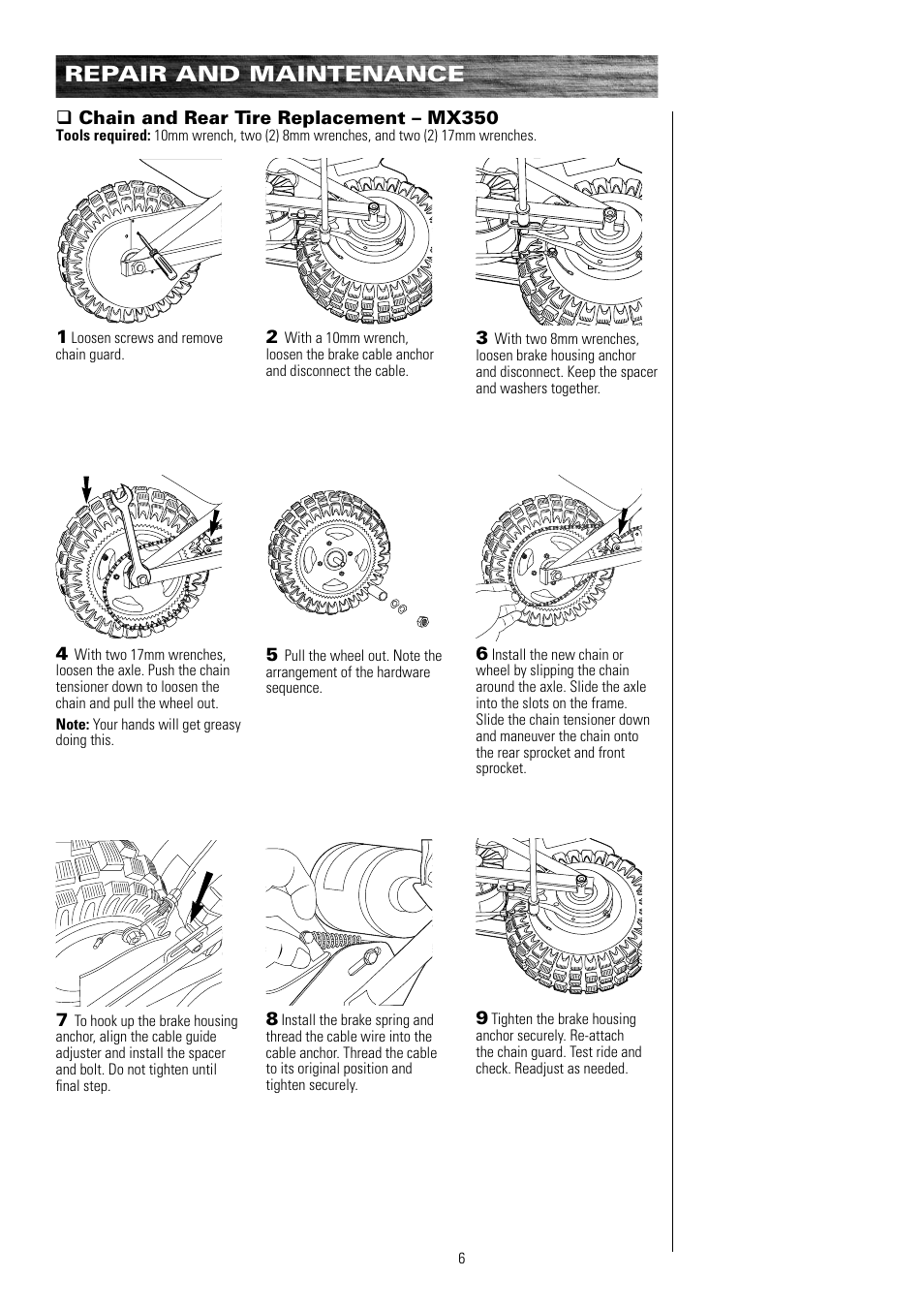 Repair and maintenance | Razor MX500 15128190 User Manual | Page 7 / 18