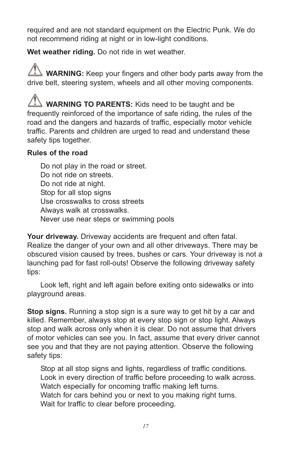 Razor Electric Punk User Manual | Page 17 / 20