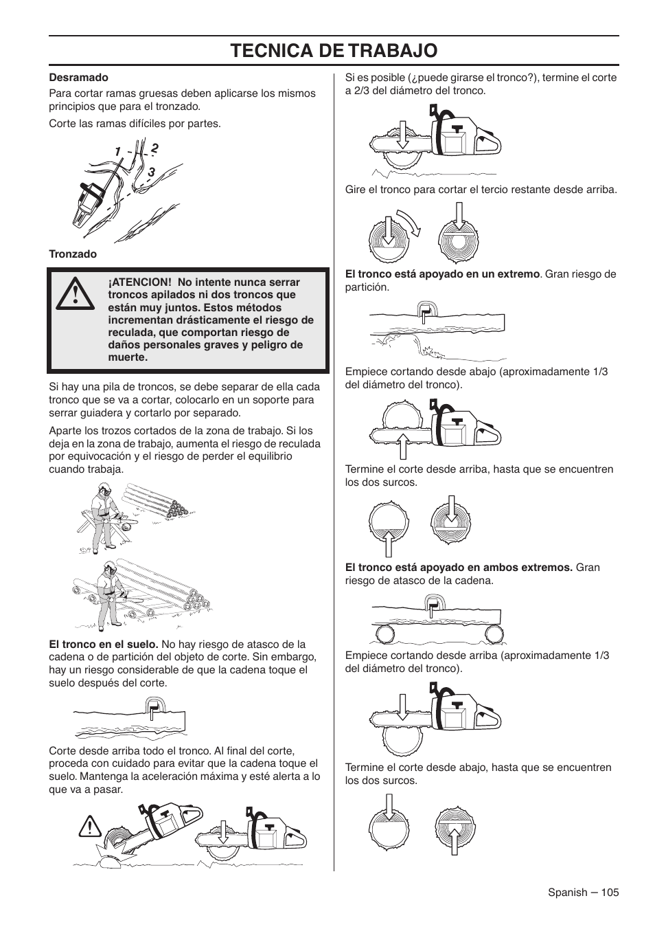 Tecnica de trabajo | RedMax G5300 User Manual | Page 105 / 128