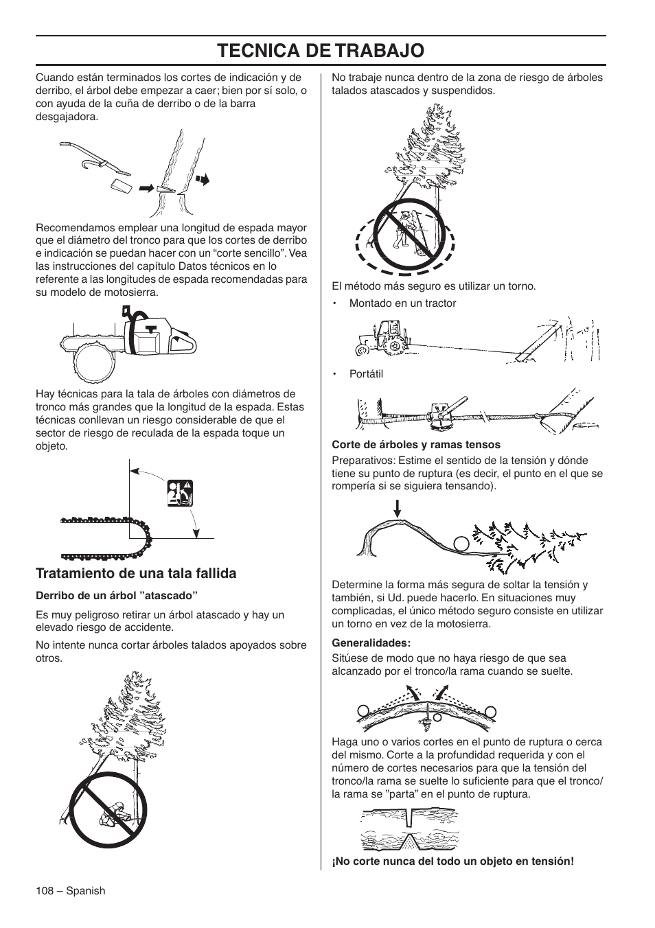 Tecnica de trabajo, Tratamiento de una tala fallida | RedMax G5300 User Manual | Page 108 / 128