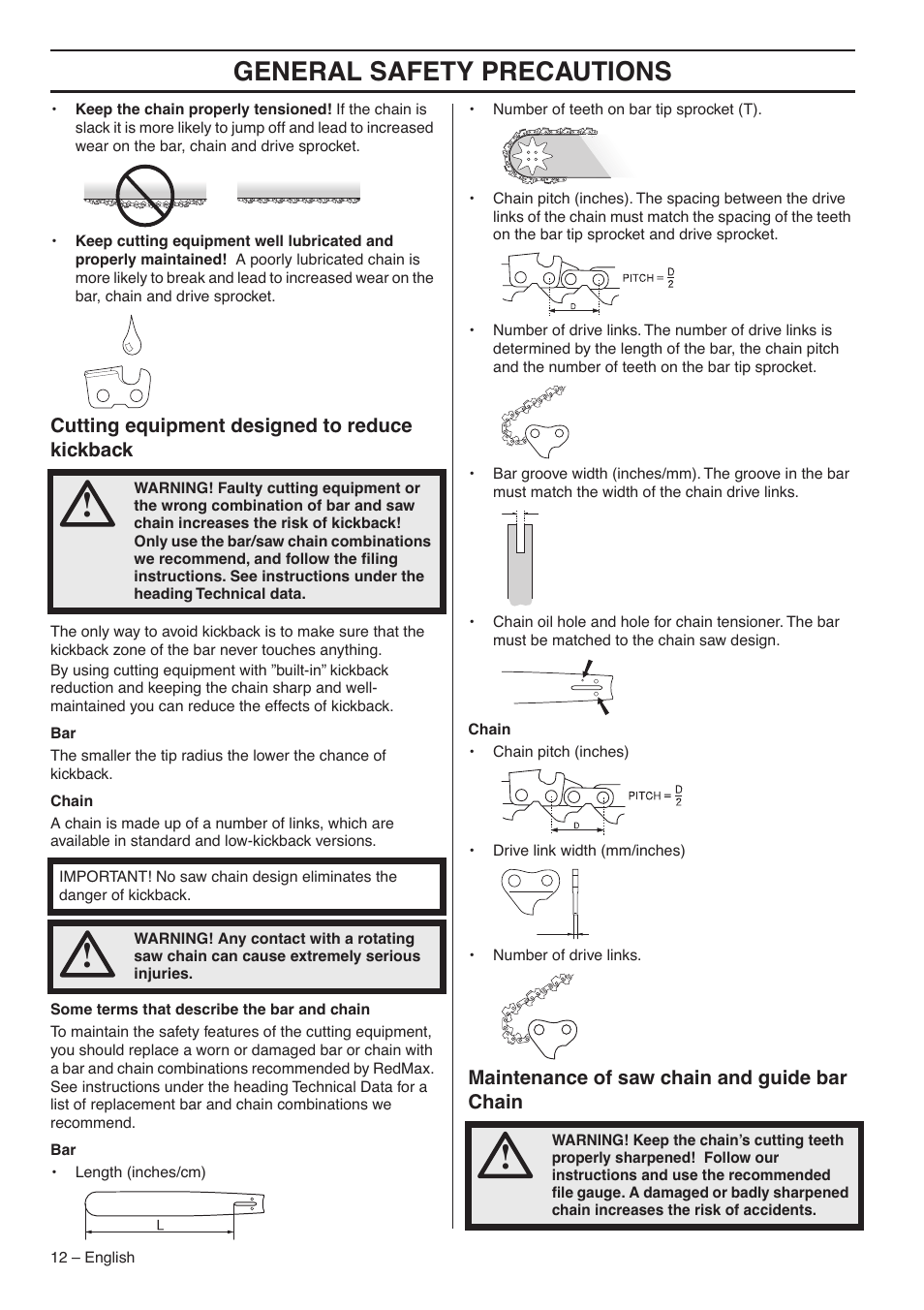 General safety precautions | RedMax G5300 User Manual | Page 12 / 128