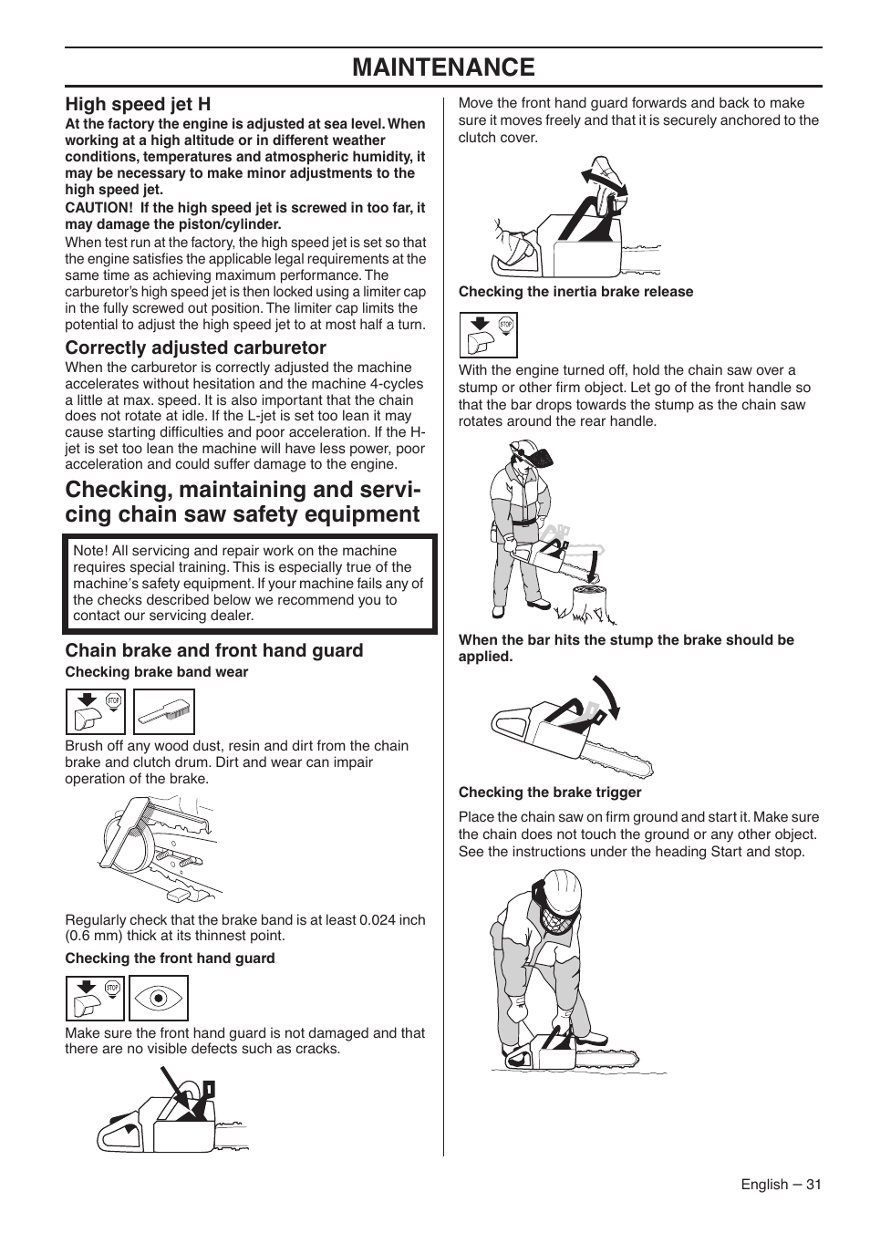 Maintenance | RedMax G5300 User Manual | Page 31 / 128