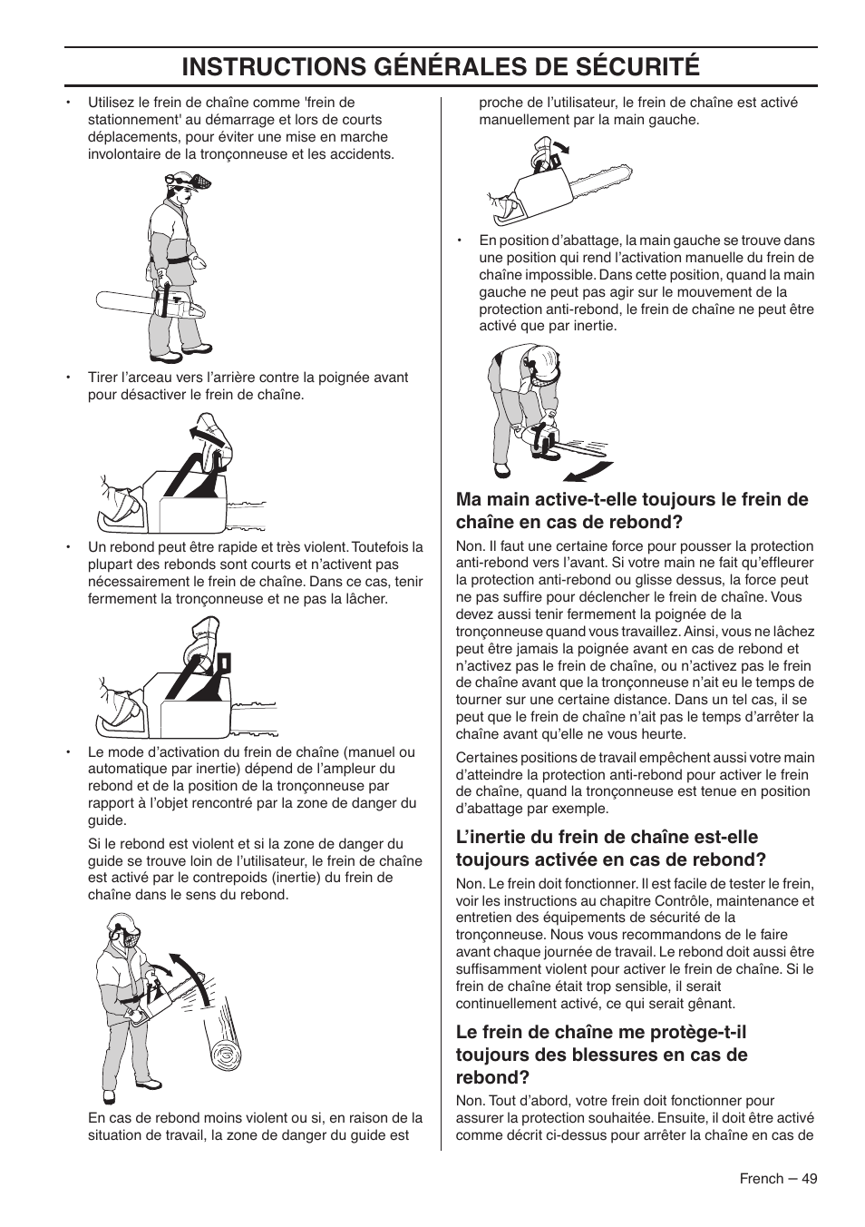 Instructions générales de sécurité | RedMax G5300 User Manual | Page 49 / 128