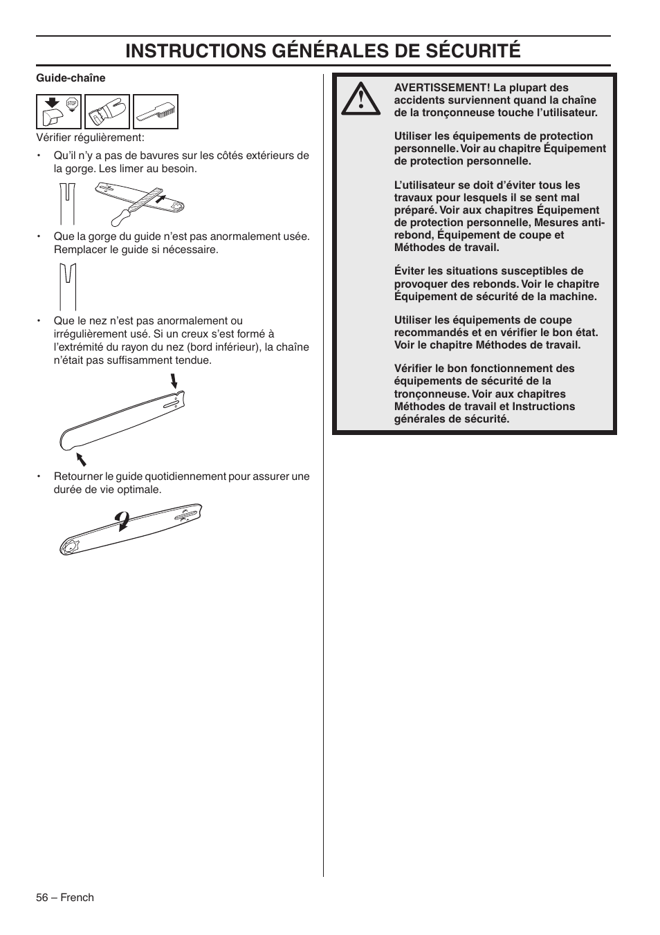 Instructions générales de sécurité | RedMax G5300 User Manual | Page 56 / 128