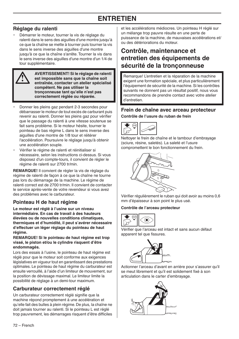 Entretien | RedMax G5300 User Manual | Page 72 / 128