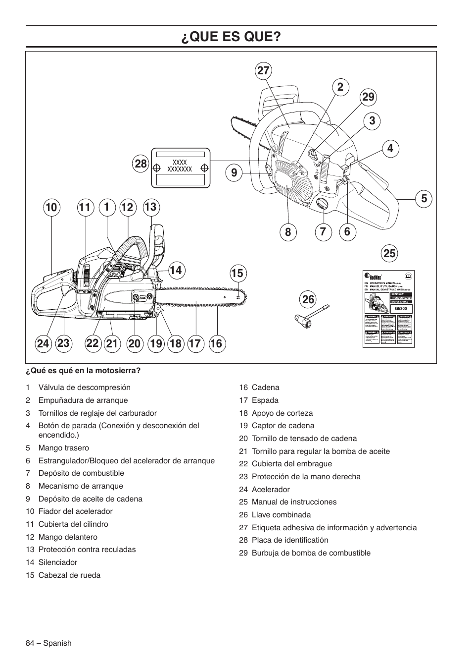 Que es que | RedMax G5300 User Manual | Page 84 / 128