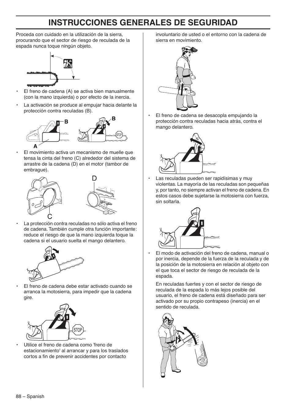 Instrucciones generales de seguridad | RedMax G5300 User Manual | Page 88 / 128