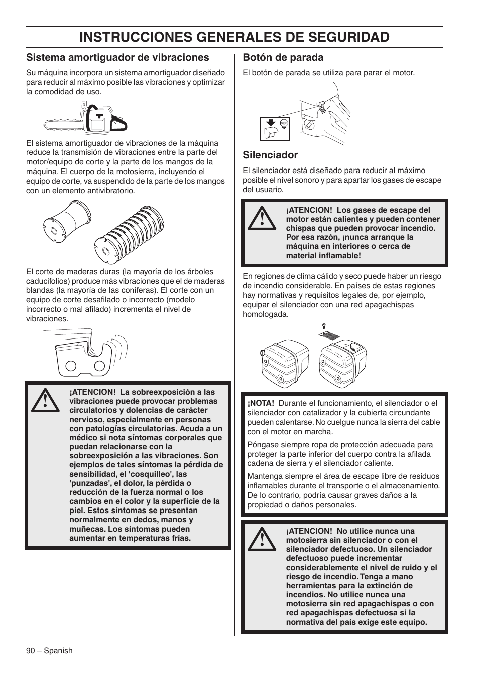 Instrucciones generales de seguridad | RedMax G5300 User Manual | Page 90 / 128
