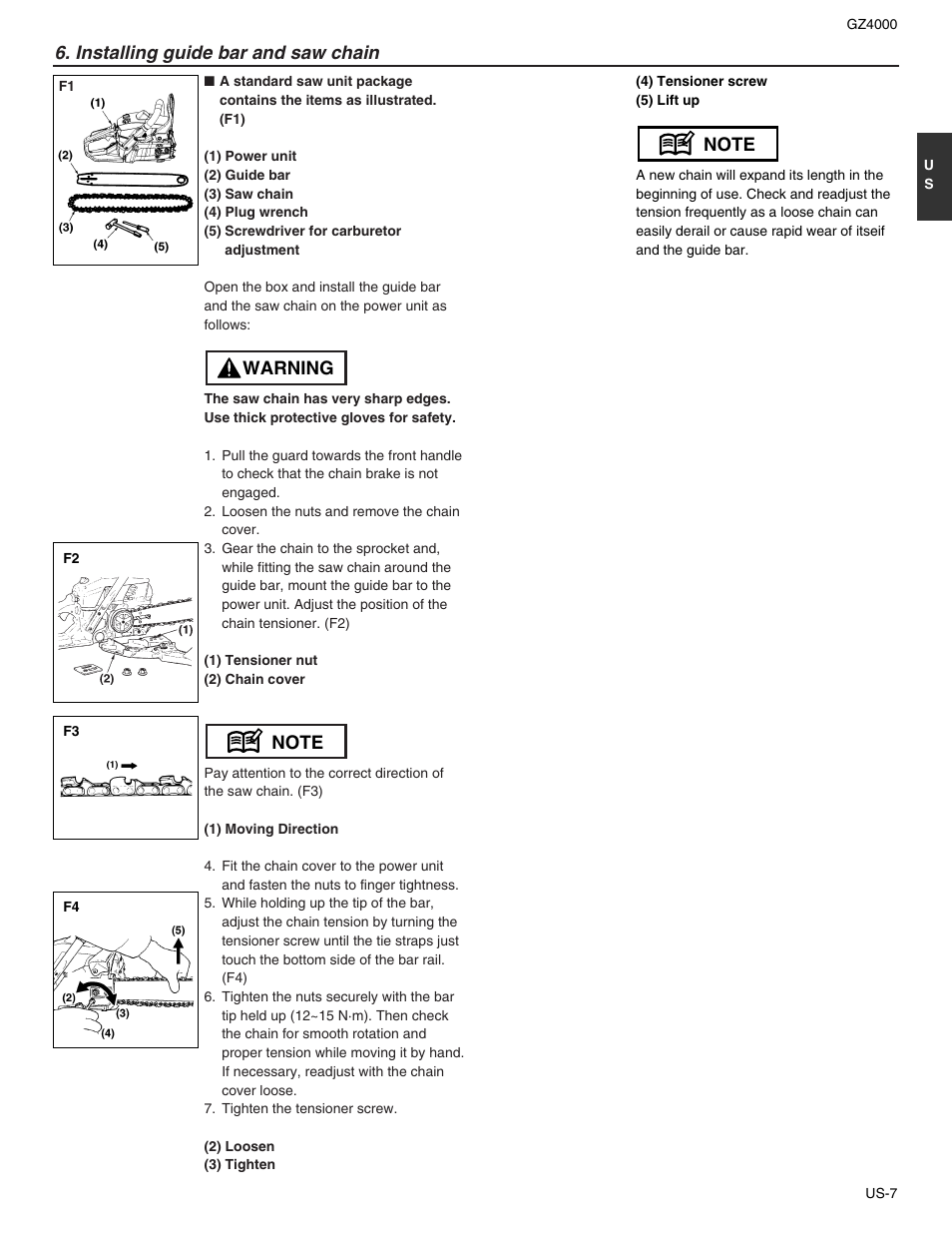 Installing guide bar and saw chain | RedMax GZ4000 User Manual | Page 7 / 20