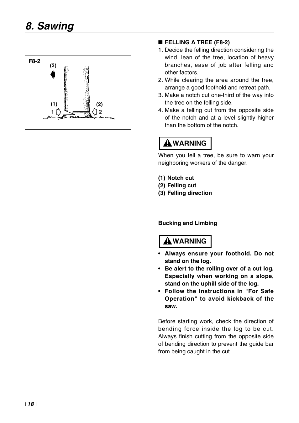 Sawing | RedMax G3200 User Manual | Page 18 / 40