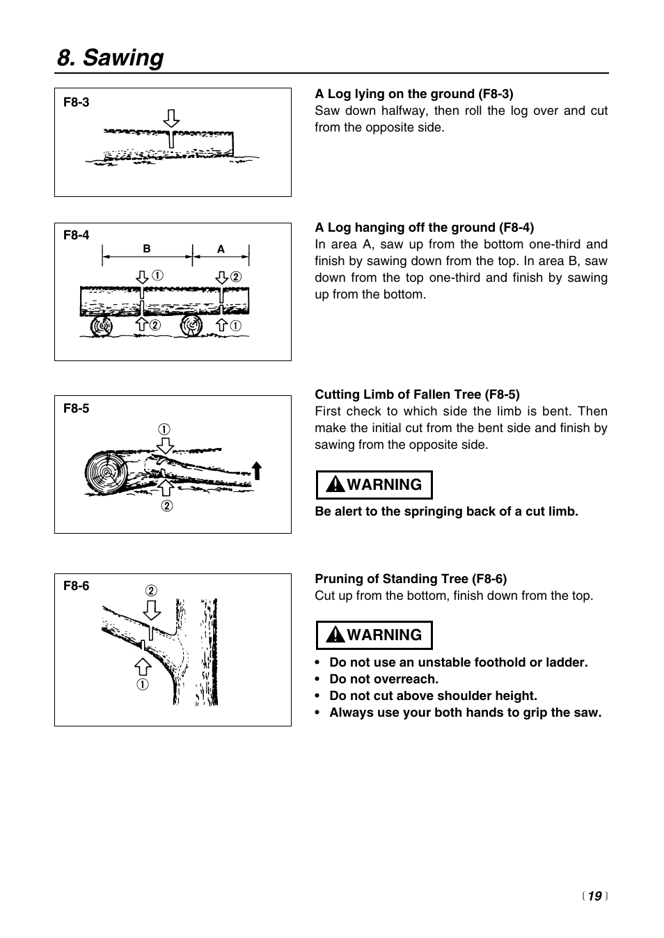 Sawing | RedMax G3200 User Manual | Page 19 / 40