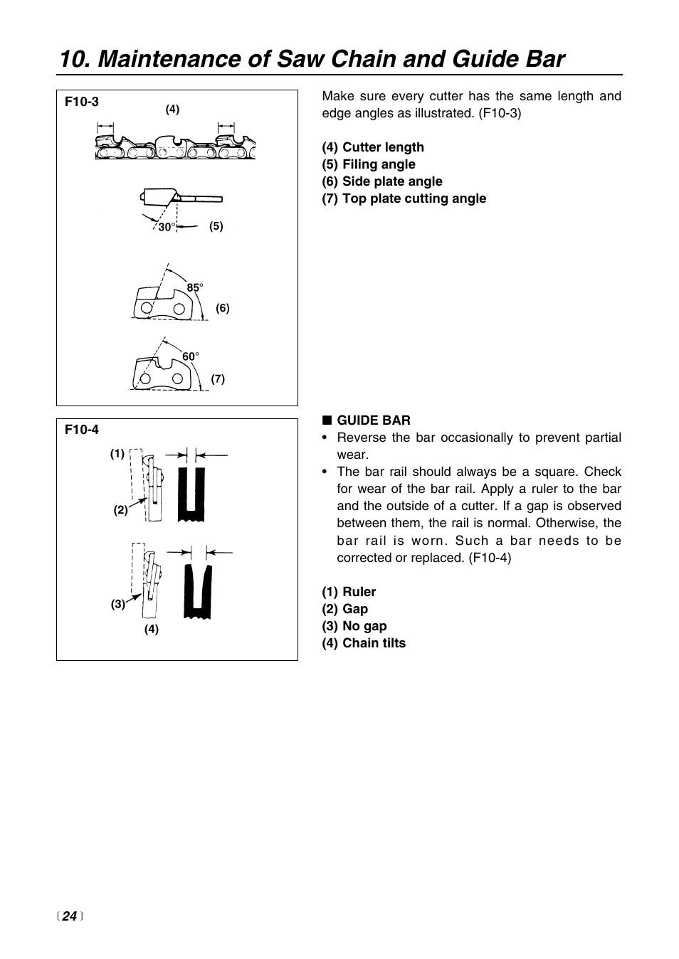 Maintenance of saw chain and guide bar | RedMax G3200 User Manual | Page 24 / 40