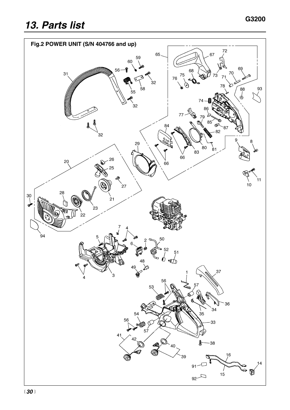 Parts list | RedMax G3200 User Manual | Page 30 / 40